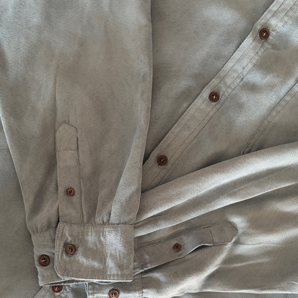 Suede Men's Blue Button-Down Shirt - Picture 6 of 7